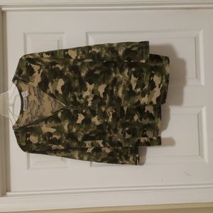 Roamans womens long  sleeve green  black  cream  blouse